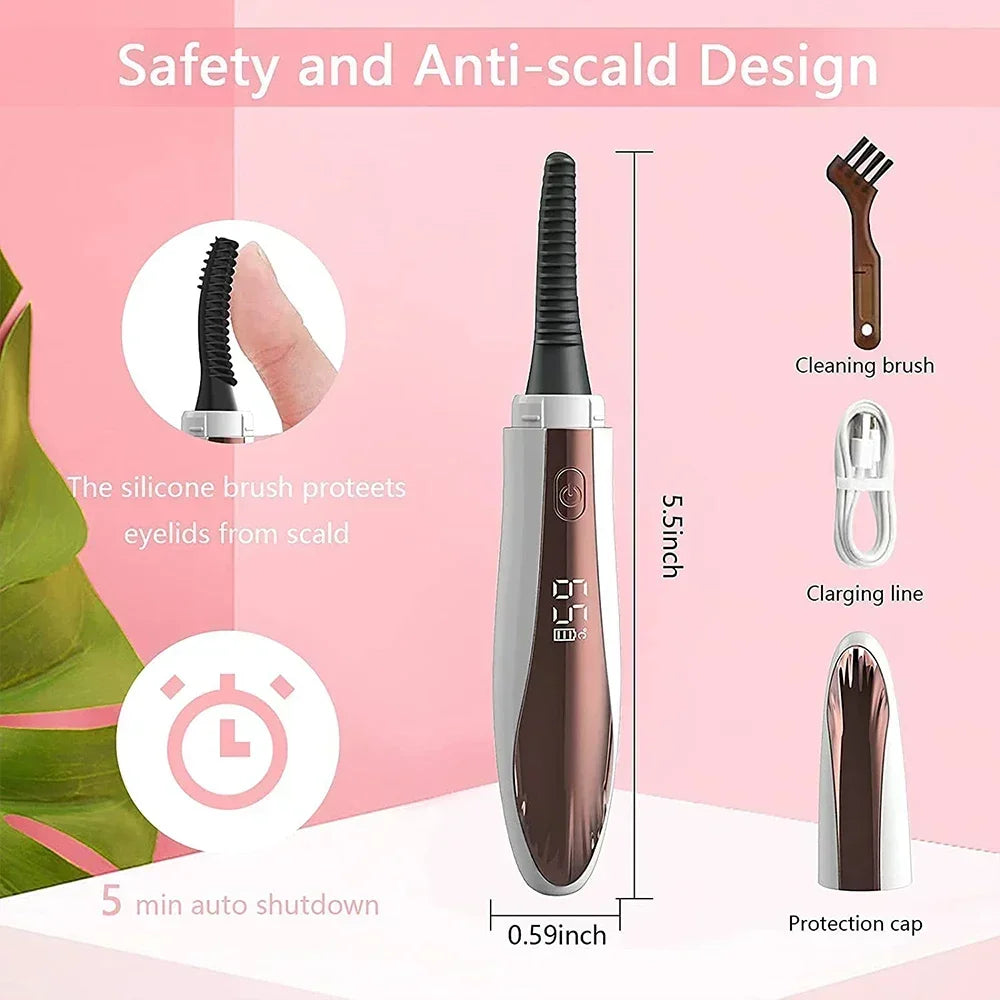 Electric Eyelash Curler Intelligent Temperature Control Digital Display with Comb Brush Head Electric Eyelash Curler Lash Comb