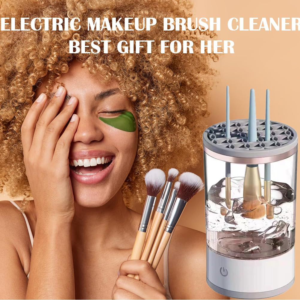 Electric Makeup Brush Cleaner Machine with Brush Clean Mat, 2024 Automatic Cosmetic Brush Cleaner Makeup Brush Tools for All Size Beauty Makeup Brushes Set, Gift for Women Wife Friend