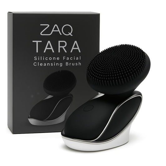 Tara Sonic Facial Cleansing Brush | Silicone Face Scrubber | Soft and Smooth Bristles Removes Dead Skin Cells and Makeup | for All Skin Types - Black