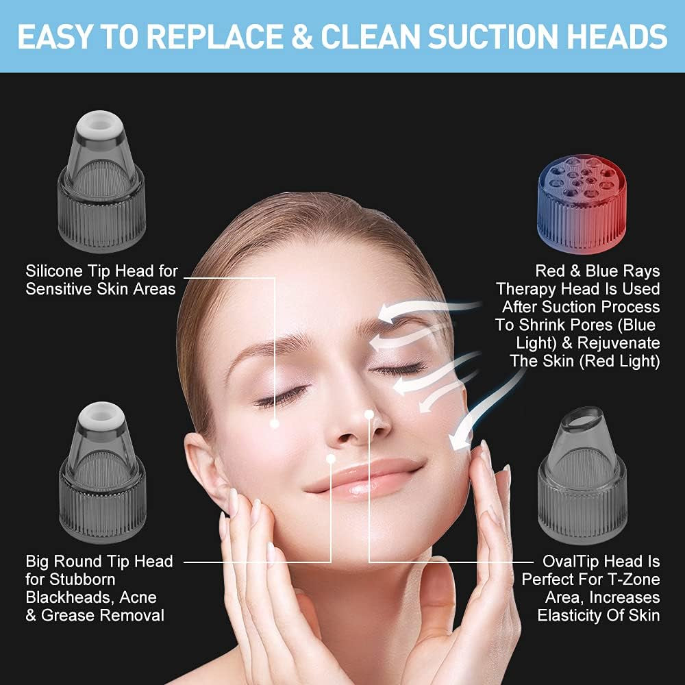 Blackhead Remover Pore Vacuum, Face Vacuum Pore Cleanser, 5 Probes, LED Display (White)