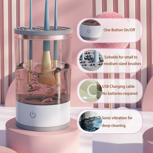 Electric Makeup Brush Cleaner Machine with Brush Clean Mat, 2024 Automatic Cosmetic Brush Cleaner Makeup Brush Tools for All Size Beauty Makeup Brushes Set, Gift for Women Wife Friend