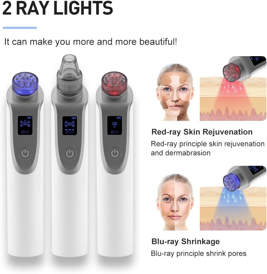 Blackhead Remover Pore Vacuum, Face Vacuum Pore Cleanser, 5 Probes, LED Display (White)