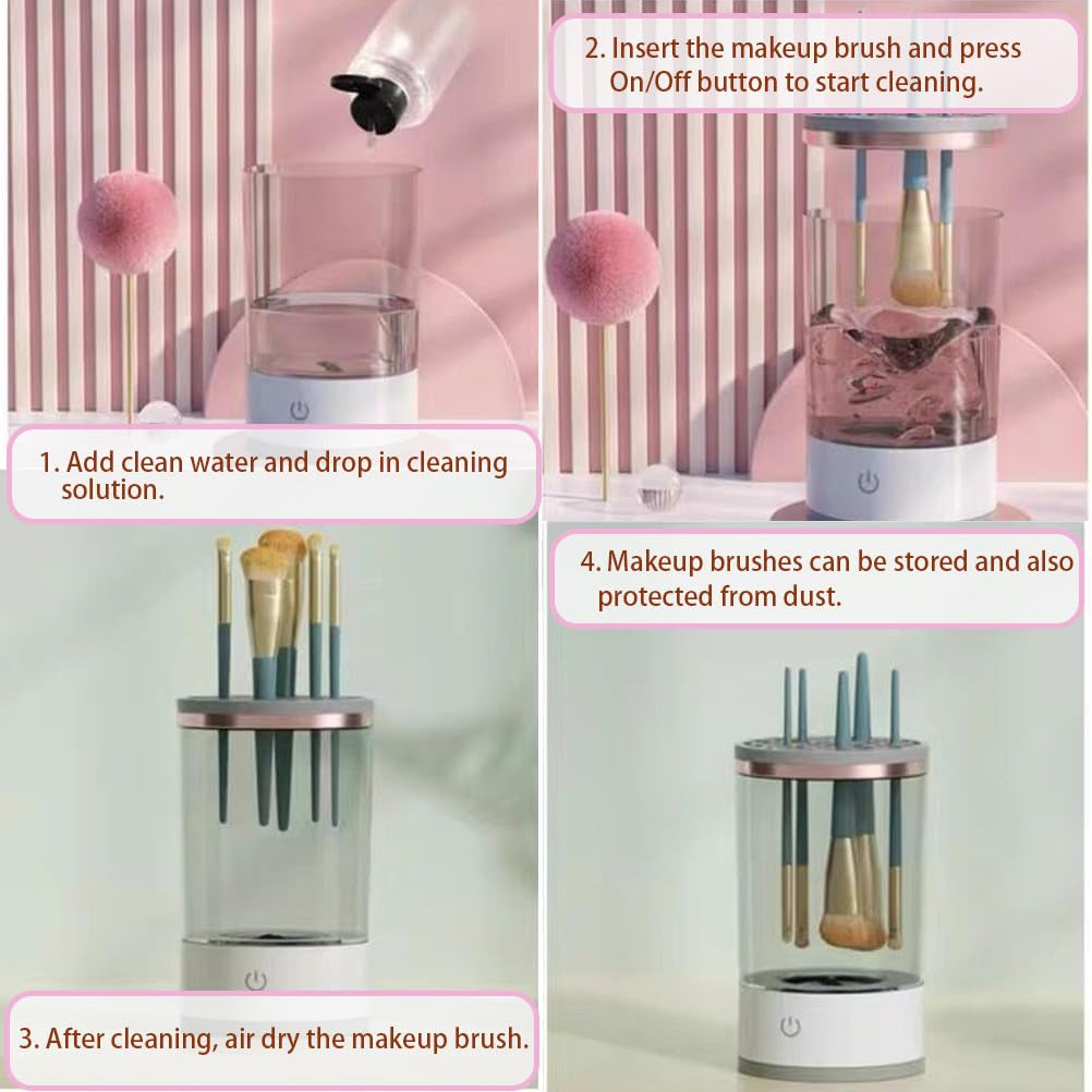Electric Makeup Brush Cleaner Machine with Brush Clean Mat, 2024 Automatic Cosmetic Brush Cleaner Makeup Brush Tools for All Size Beauty Makeup Brushes Set, Gift for Women Wife Friend