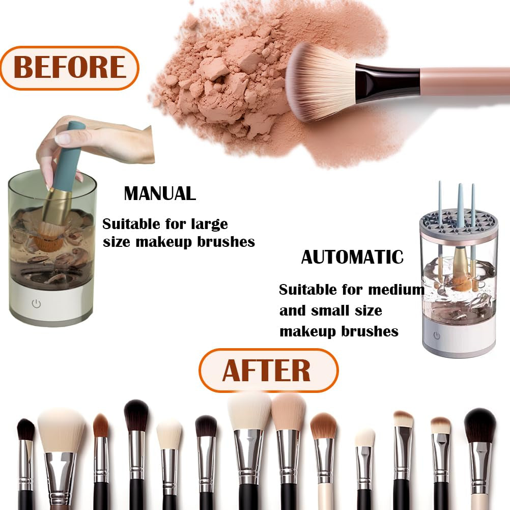 Electric Makeup Brush Cleaner Machine with Brush Clean Mat, 2024 Automatic Cosmetic Brush Cleaner Makeup Brush Tools for All Size Beauty Makeup Brushes Set, Gift for Women Wife Friend