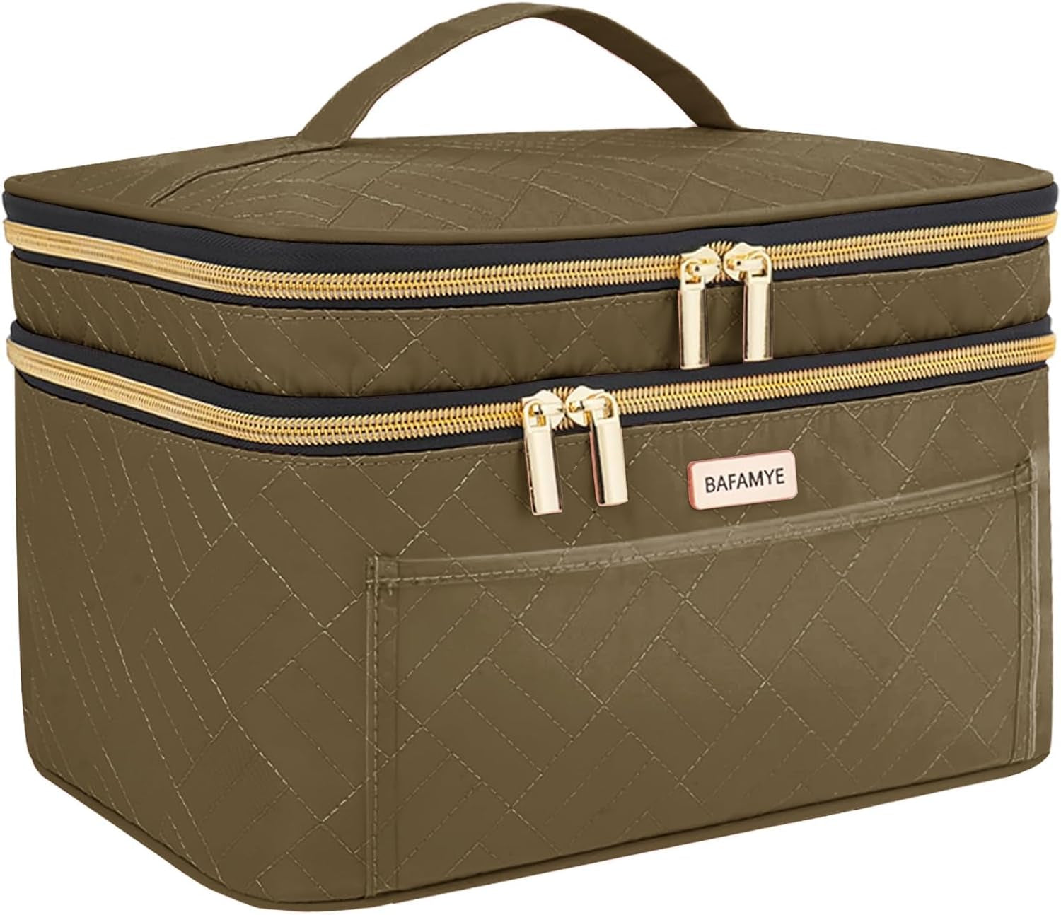 Double Layer Travel Makeup Bag Women, Large Cosmetic Case, Organizer for Travel-