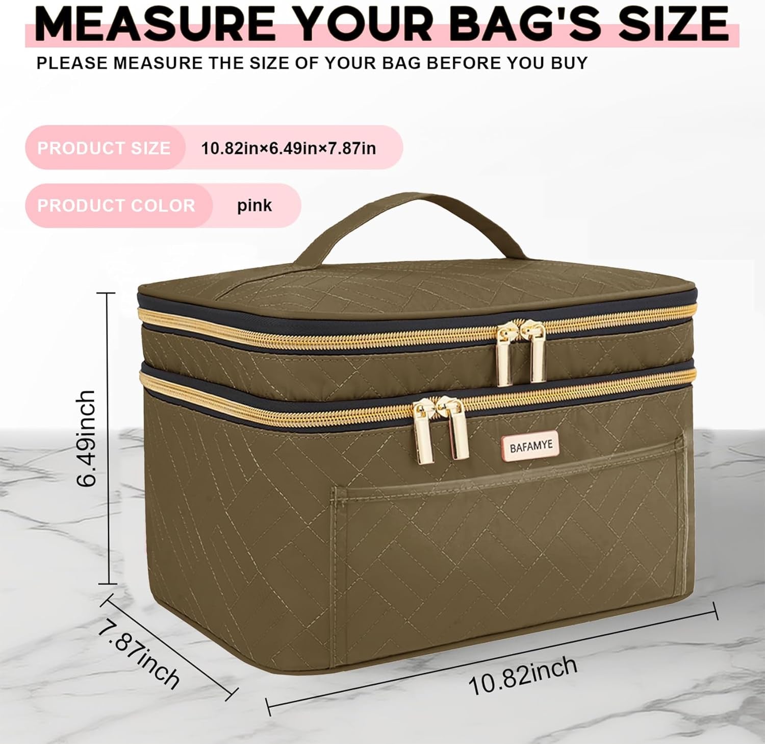 Double Layer Travel Makeup Bag Women, Large Cosmetic Case, Organizer for Travel-