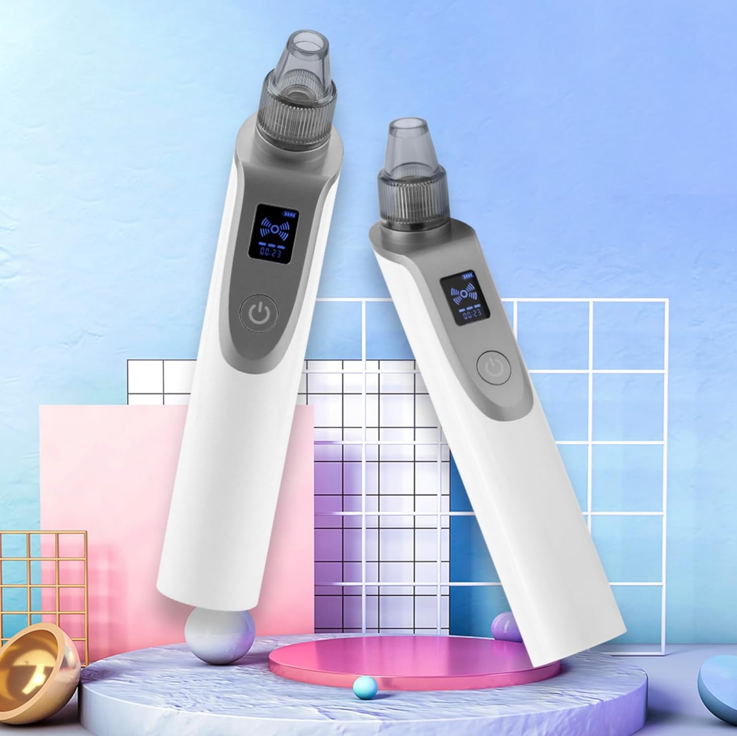 Blackhead Remover Pore Vacuum, Face Vacuum Pore Cleanser, 5 Probes, LED Display (White)